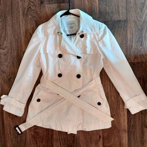 Banana Republic Spring White Knee Length Trench Jacket
